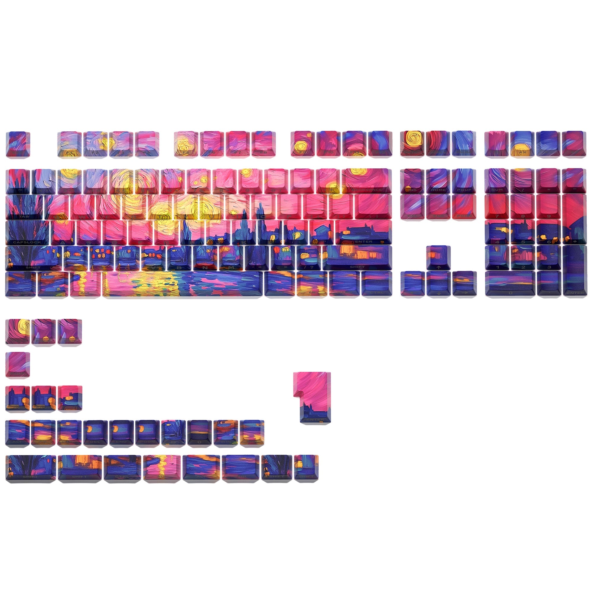 XVX Van Gogh's Starry Night  Cherry Profile Double shot  Dye-Sub PBT Keycap Set 134-Key