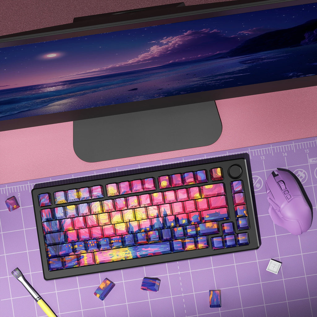 XVX Van Gogh's Starry Night  Cherry Profile Double shot  Dye-Sub PBT Keycap Set 134-Key