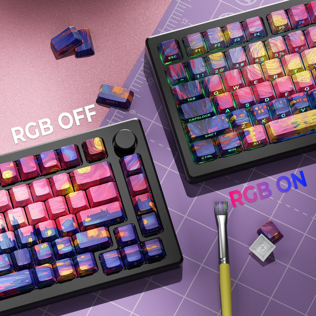 XVX Van Gogh's Starry Night  Cherry Profile Double shot  Dye-Sub PBT Keycap Set 134-Key