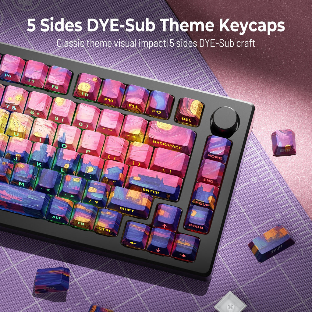 XVX Van Gogh's Starry Night  Cherry Profile Double shot  Dye-Sub PBT Keycap Set 134-Key