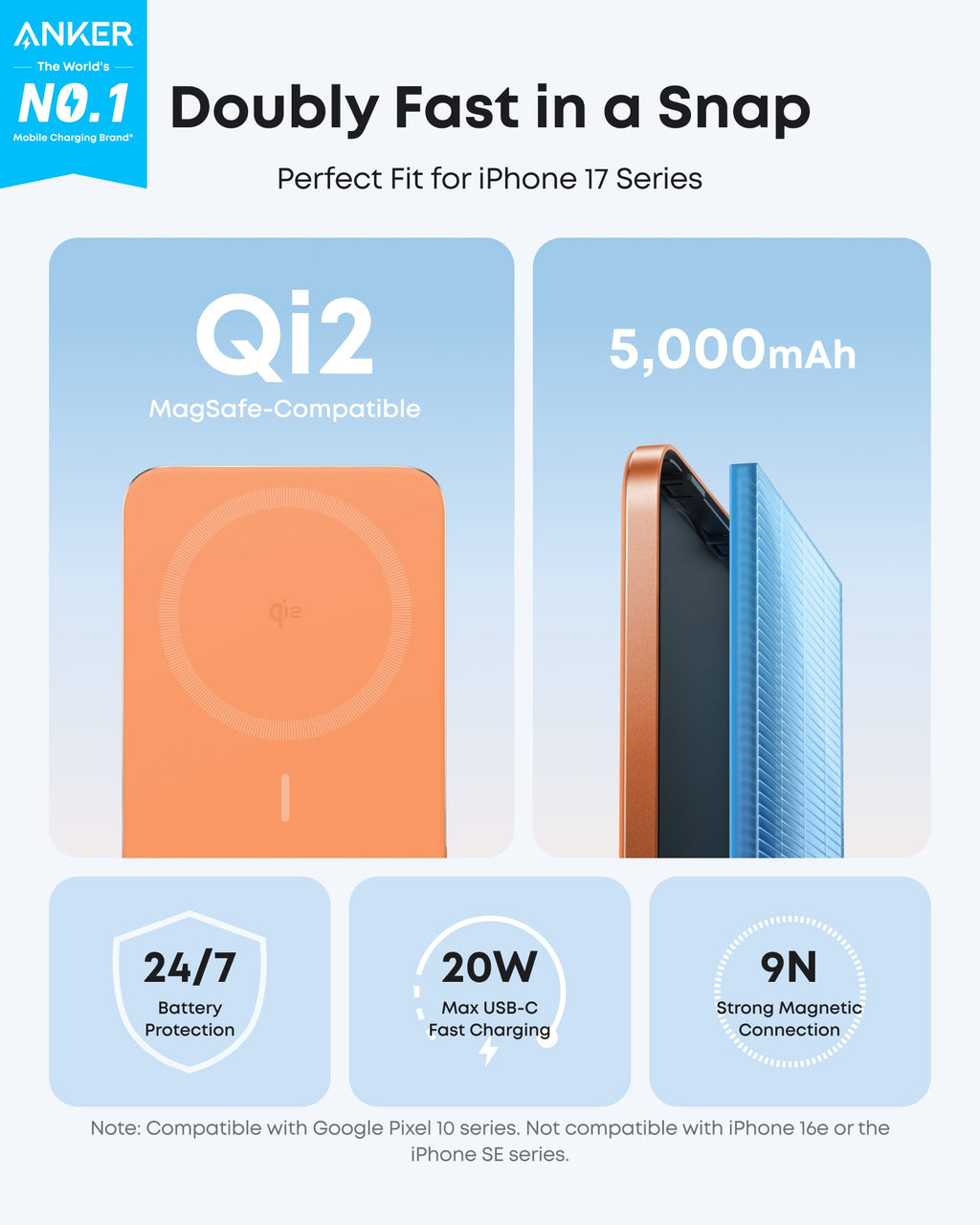 Anker Nano Power Bank (5K, MagGo, Slim)