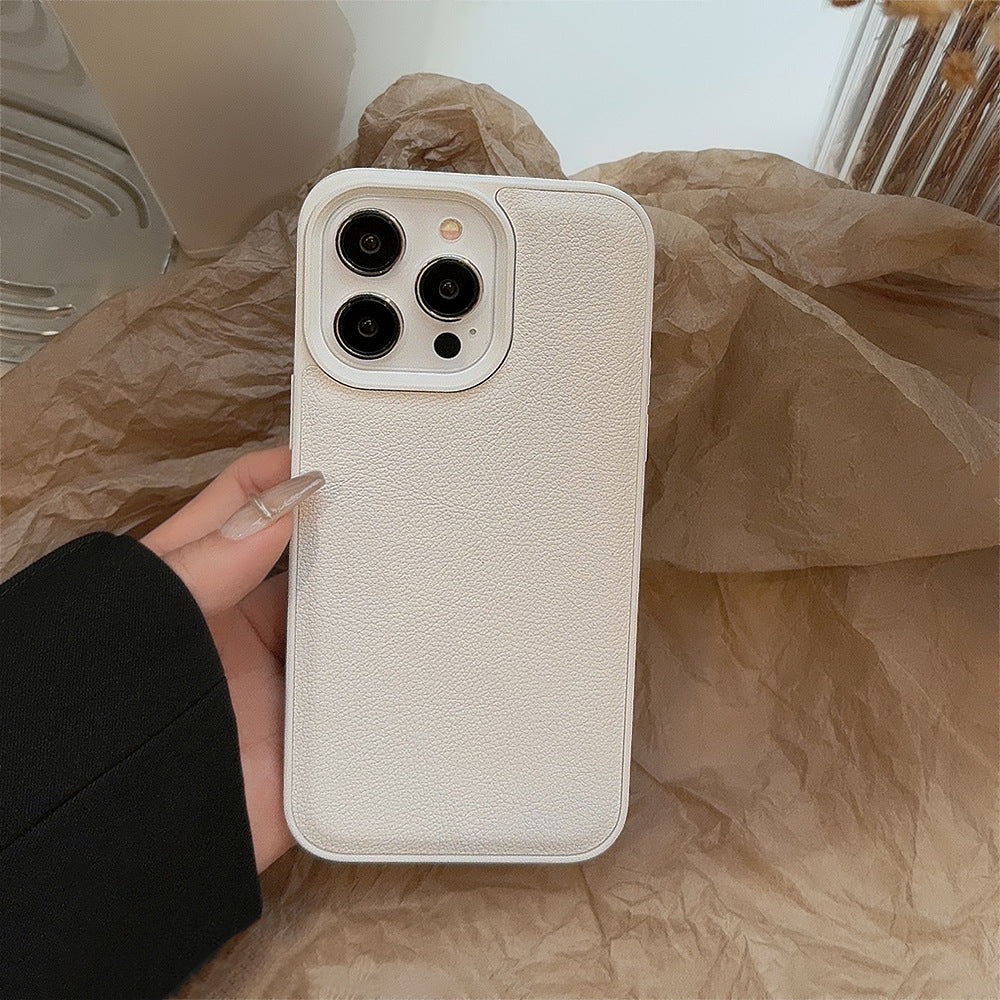 Premium khaki for Apple 17 mobile phone case iPhone16promax autumn and winter leather 11 solid color 13 hard 14