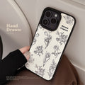 Lambskin Apple 15 mobile phone case 17promax Camellia Rose 11 for iPhone16 Art Premium 12