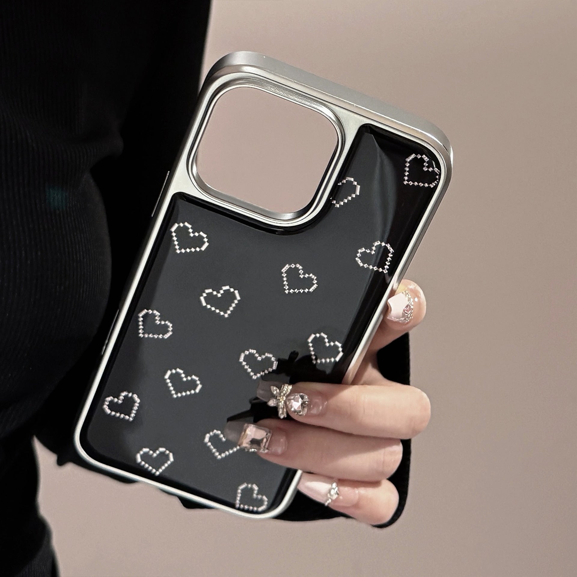Gilt is suitable for Apple 16promax mobile phone case iphone17 Epoxy simple small love 13 electroplating 14 anti-drop