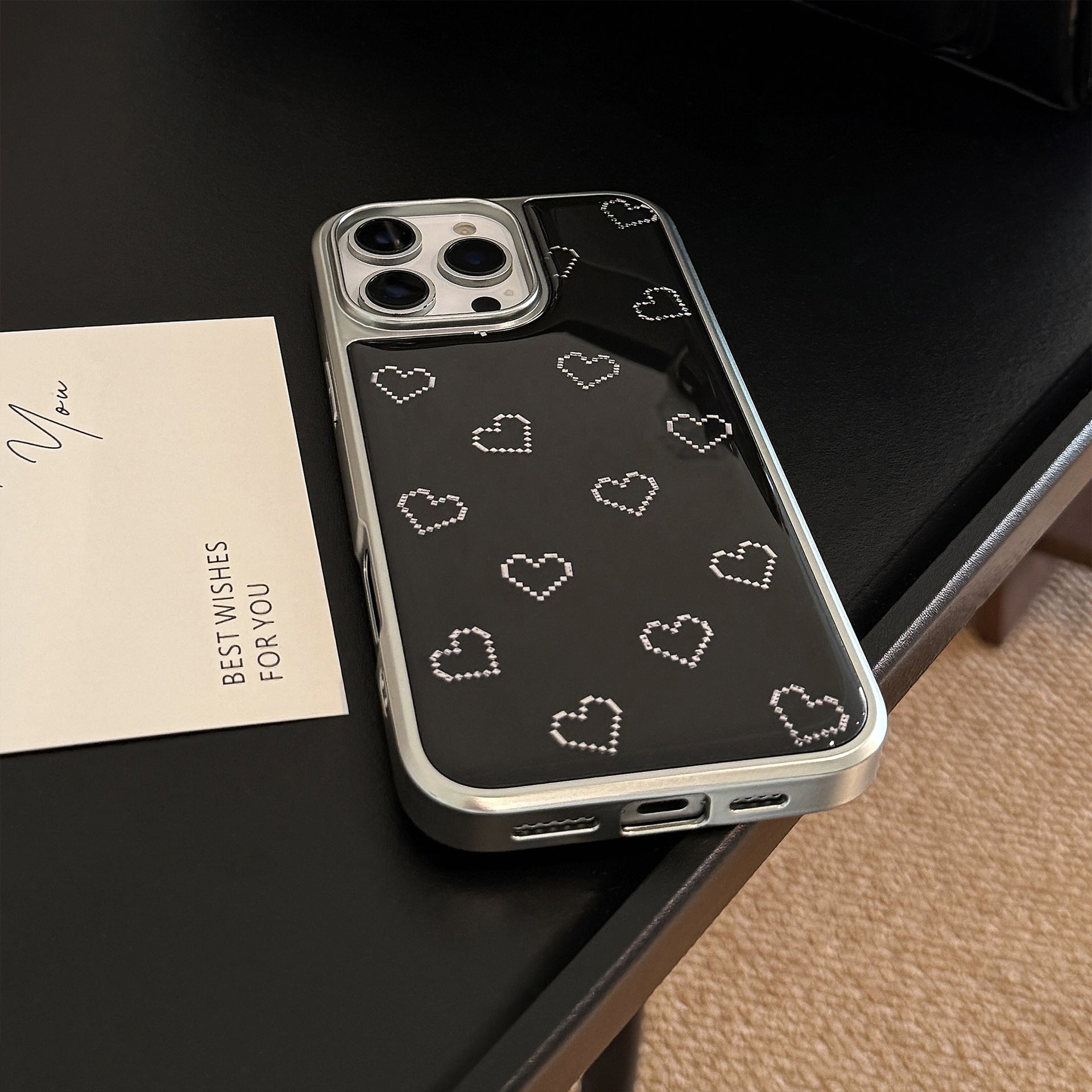 Gilt is suitable for Apple 16promax mobile phone case iphone17 Epoxy simple small love 13 electroplating 14 anti-drop