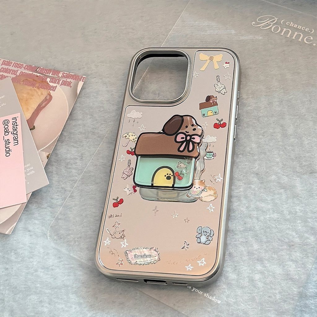 Korean ins electroplated mirror surface is suitable for 16 Apple 15Pro Max mobile phone case iphone17 Puppy Shake Music 13