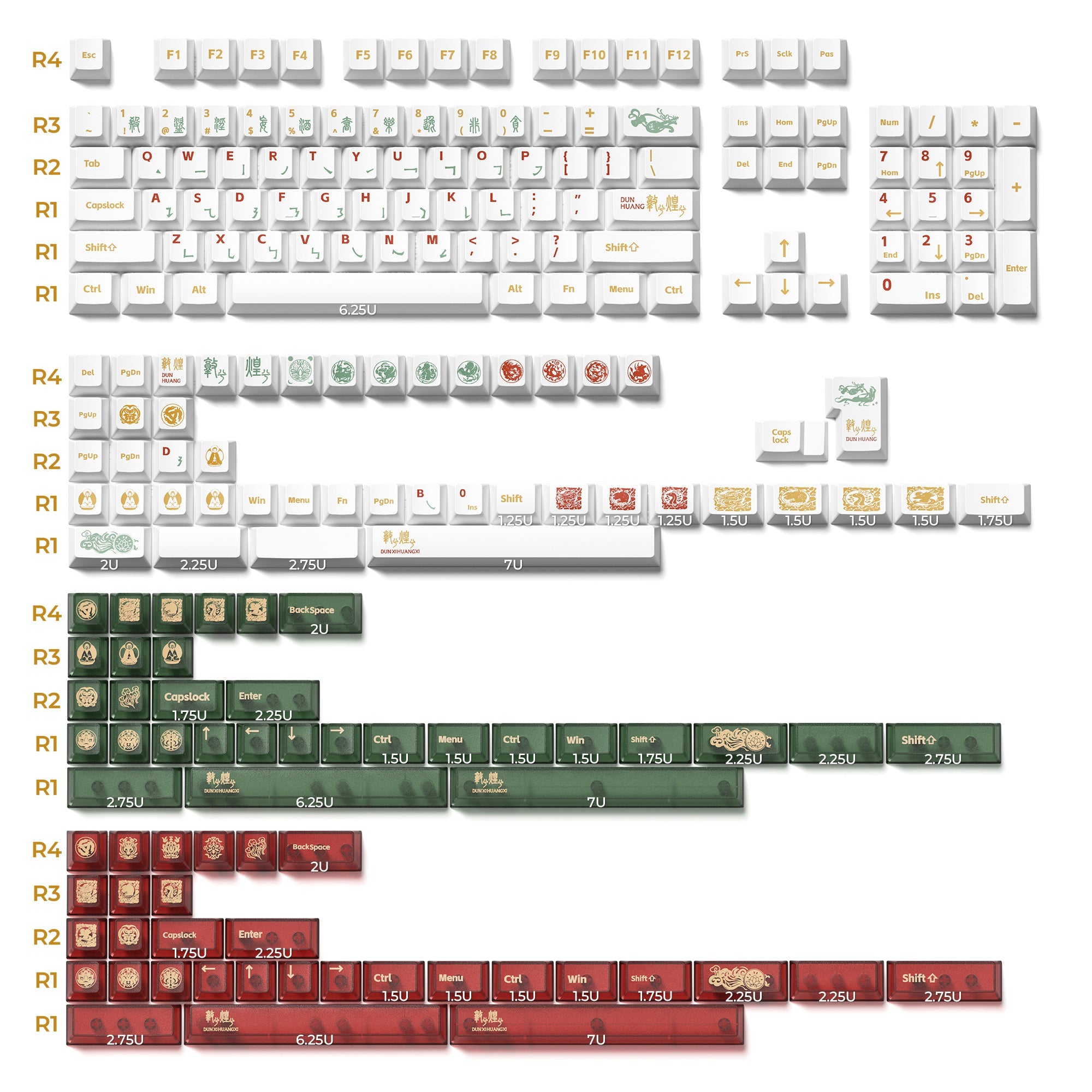 XVX Dunhuang Themed Cherry Profile Dye-Sub PBT Keycaps 212-Key Full Set