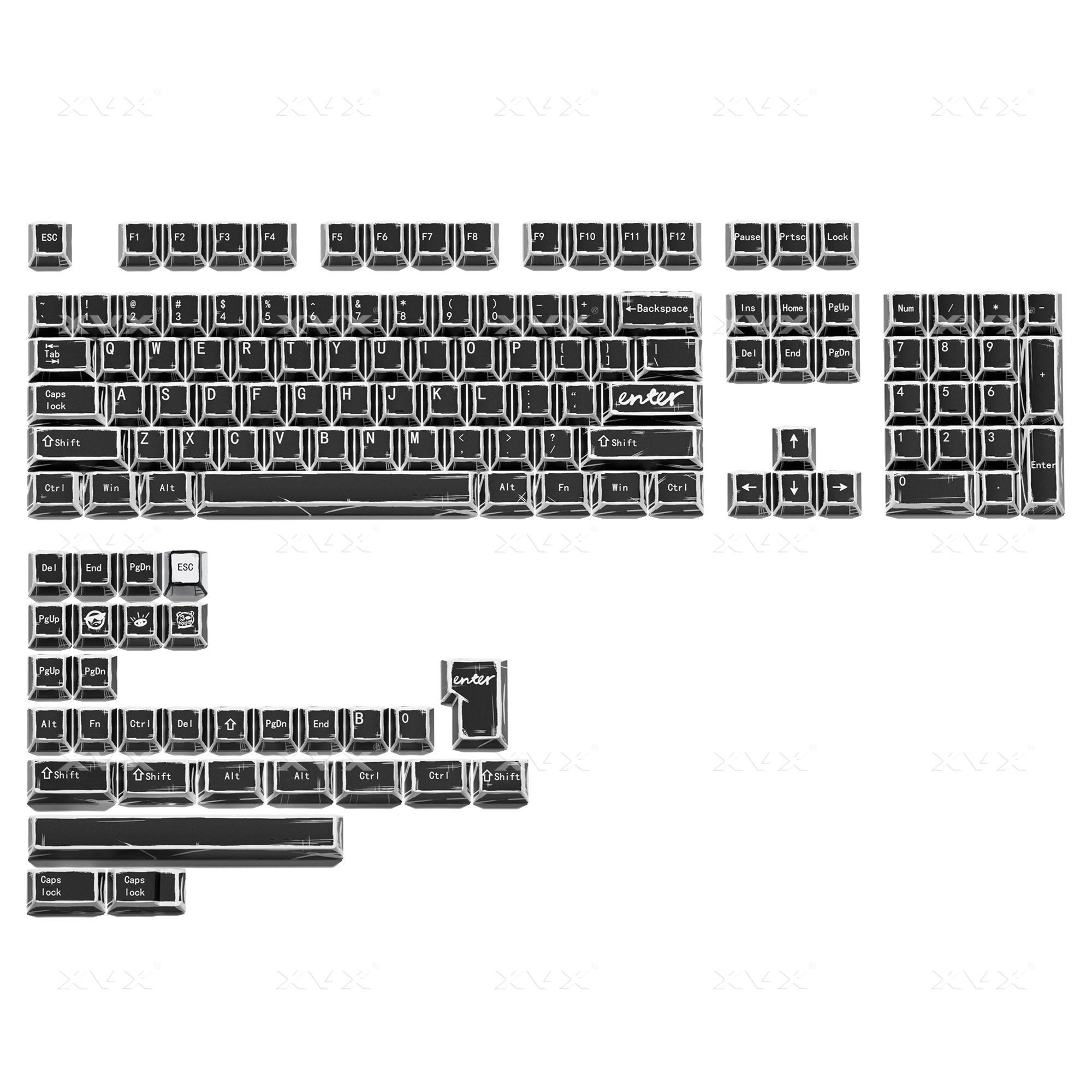 XVX Manga Theme Graffiti Cherry Profile 134-Key Dye-Sub PBT Keycap Set